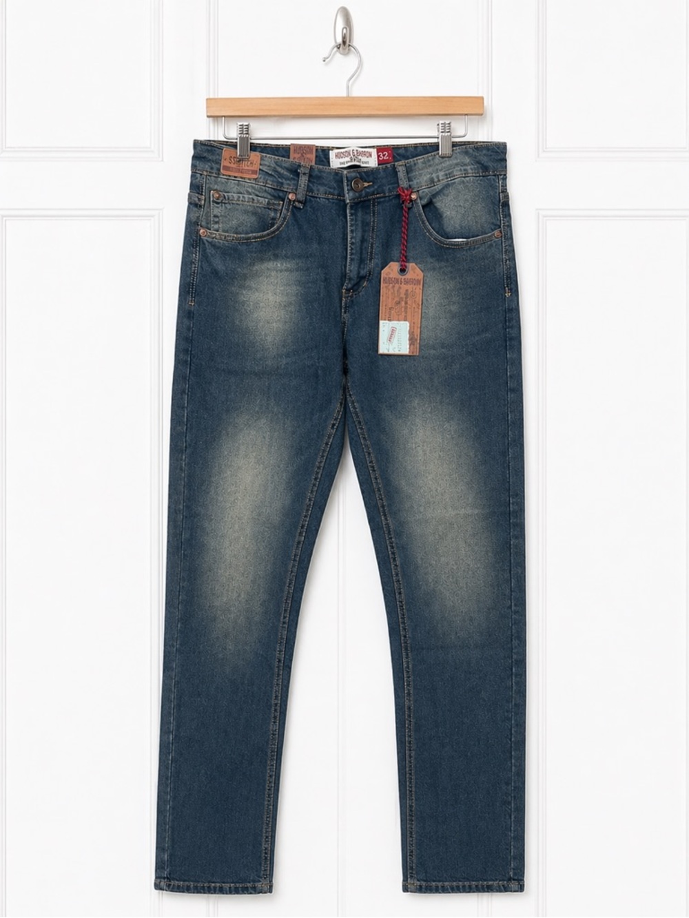 Hudson & Barrow NYC Mens‎ Slim Stretch Jeans 32x30 Medium Wash Blue Denim Pants